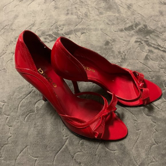 BEBE | Red Roseanna 94064-RED-6 Kitten Heel w/ Bow | 6 - Picture 6 of 13